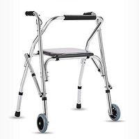 TYJ-USA Walker Elderly Walker with Wheel with seat Foldable Telescopic Four-Foot Disabled Walking Walker Trolley (Color : Silver, Size : 885928cm)