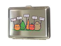 Randy Otter Protesting Vegans Funny Vegetables w/Protest Signs Against Ve - Metal Kings Size Cigarette Case Holder Brushed Chrome Slim 16 Cigs Design Spring - Birthday, Bachelor, Party, Weddings, Gift