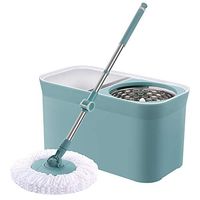 Dewatering Rotary Mop, Rotating Microfiber Mop Head Kitchen Bathroom Cleaning Spinning Magic Mop Head Replacement Magic Mop, Stylish Green, 4