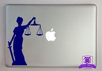 Overly Attached Decals Lady Justice Vinyl Decal Sized to Fit A 11" Laptop - Navy