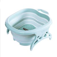 Collapsible Footbath Bucket Foldable Footbath Spa Massage Bucket Folding Foot Soaking Bucket Container Foot Bath Basin Health Care Washtub Portable Foot Tub Foot Roller Massage Bathroom (Blue)