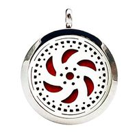 Qmcandy Stainless Steel Pendant 30mm Aromatherapy Essential Oil Diffuser Locket with 7 Washable Pads (Windmill B)