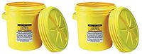Eagle 1650 Yellow Blow-Molded HDPE Lab Pack with Screw Top Lid, 20 gallon Capacity, 20.75" Height, 20.5" Diameter (Pack of 2)
