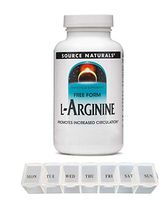 Source Naturals Free Form L-Arginine 1000 Milligrams Promotes Increased Circulation Dietary Supplement - 200 Tablets (with Daily Pill Organizer)