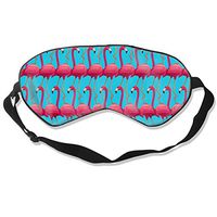 COLOMAKE Pink Flamingos On Blue Background Sleep Eye Mask for Men Women Sleeping Mask & Blindfold Block Out Light Soft Comfort Eye Shade Cover for Yoga Meditation