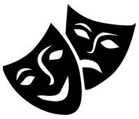 Theater Drama Masks - Sticker Graphic - Auto, Wall, Laptop, Cell, Truck Sticker for Windows, Cars, Trucks