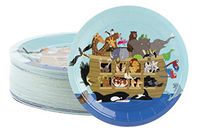 Disposable Plates - 80-Count Paper Plates, Noah's Ark Party Supplies for Appetizer, Lunch, Dinner, and Dessert, Church Gatherings, 9 x 9 Inches
