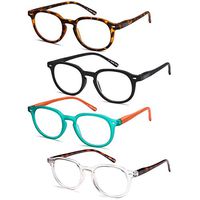 Gamma Ray Reading Glasses - 4 Pairs Flex Round Readers for Women and Men - 2.25