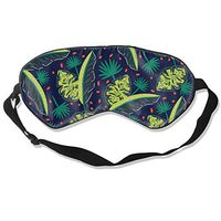 XJOFKJTI Jungle Woods Pattern Green Dark Blue Abstract Sleep Mask Women & Men with Adjustable Straps Sleeping 8.26" X 3.54" Eye Masks Lightweight and Comfortable Night Cover for Kids Girls,Sleep Mask