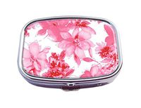 Top A Floral Custom Personalized Square Pill box Decorative Box Vitamin Container Pocket Or Wallet (Floral-4)