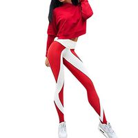 Neartime Women Leggings, 2018 New Striped Skinny Yoga Pants Fitness Sports Gym Mid Waist Athletic Pants (S, Red)