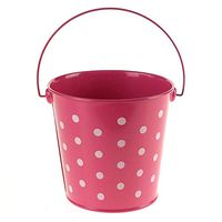 Polka Dot Metal Pail Buckets Party Favor, 5-inch #PS_16591 (Hot Pink)