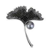 Rhinestone Crystal Wedding Bridal Bouquet Flower Faux Pearl Brooch Pin New Daily Fashion Beauty Girls Design Womans Accesories Styling | Color - Black