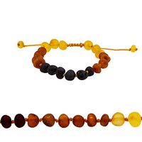 Amberalia Adjustable Knotted Baltic Amber Bracelet, Helps in Pain Relief - Boost Immune System - ONE Size FITS Most - Raw Rainbow -S