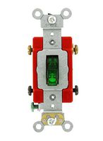 Leviton 1222-PLG 20 Amp, 120 Volt, Toggle Pilot Light, Neutral Double-Pole AC Quiet Switch, Extra Heavy Duty Spec Grade, Self Grounding, Back and Side Wired, Green