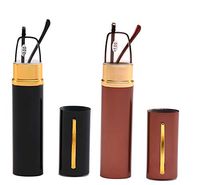 SOOLALA Lightweight Compact Reader Reading Glasses Reader w/Pen Clip Tube Case, BlackBrown, 1.25D