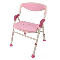 DNSJB Pink Folding Shower Chair with Backrest Safety Bath Seat Aluminum Alloy Elderly Bathroom Pregnant Women Disabled Toilet Non-Slip Bathing Stool-535574-79cm