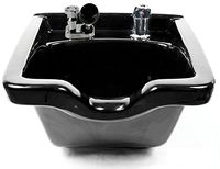 Pro Hair Tools Salon Barber Porcelain Wall Mounted Square Shampoo Bowl in (Black) + Free Cape Co. Cutting Cape ($29 Value)