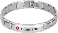 Elegant Surgical Grade Steel Medical Alert ID Bracelet for Men and Women (Men's, Coumadin)