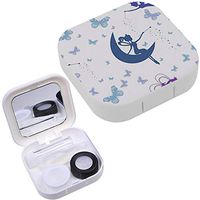 Portable Contact Lens Case Box Travel Kit Mirror + Bottle + Tweezers Container Holder [ Fairy Silhouette ]