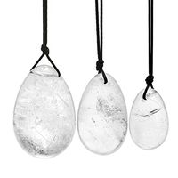 elegantstunning Adult Toys Nature White Crystal Quartz Yoni Egg Ball Postpartum Rehabilitation Vaginal Kegle Exercise Massage Stone Rock Quartz for Women 3 Sizes for one Set