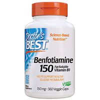 Doctor's Best Benfotiamine, Non-GMO, Vegan, Gluten Free, Soy Free, Helps Maintain Blood Sugar Levels, 150 mg, 360 Veggie Caps