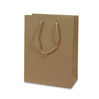 Oatmeal Pinstripe Gift Bags | Quantity: 25 | Width: 8" Gusset - 4"