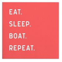 Slant "Eat Sleep Boat Repeat" Paper Beverage Napkins