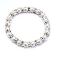 White and Crystal Magnetic Stretch Bracelet (Size 7)