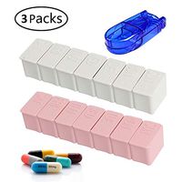 Vamotto 3 Pcs Weekly Pill Organizer and Pill Splitter Cutter, 7 Day Pill Box Travel Portable Pill Case Container for Pills,Vitamin, Fish Oil and Supplements