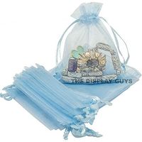 TheDisplayGuys 100-Pack 6x8 Blue Sheer Organza Gift Bags with Drawstring, Jewelry Candy Treat Wedding Party Favors Mesh Pouch