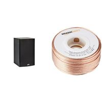 Polk Audio T15 Bookshelf Speaker (Black) and AmazonBasics 16-Gauge Speaker Wire - 100 Feet Bundle