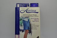 Activa 20-30 mmHg Soft Fit Thigh High with Lace Top Socks, Barely Beige, Large