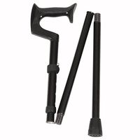 PCP Folding Cane Orthopedic Handle Ergonomic with Adjustable Height Walking Aid, Black, Medium