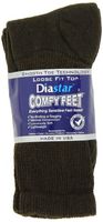 Diastar Comfy Feet Diabetic Socks, Brown, 13-15,  3 pack