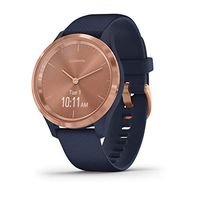 Garmin vívomove 3S, Hybrid Smartwatch with Real Watch Hands and Hidden Touchscreen Display, Rose Gold with Navy Blue Case and Band