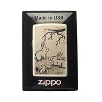 Zippo Custom Lighter - White Matte Bunnies Under Branch Art