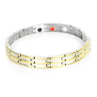 My Identity Doctor - Magnetic Energy Bracelet, Stainless Steel and Titanium, Gold Colored Fold Over Clasp - Wrist Size 8 Inch