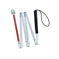 Aluminum Mobility Folding White Cane for Vision Impaired and Blind People (Folds Down 6 Sections) (125cm (49.2inch), Black Handle)