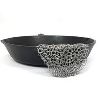 Yu2d 🌹🌹 Stainless Steel 316 Cast Iron Cleaner Brush Scrubber for Cast Iron Pan Cast C（Silver）