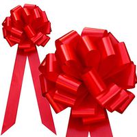 Big Decorative Red Ribbon Pull Bows with Long Tails - 9" Wide, Set of 6, Healthcare Workers Support Ribbon, Valentine's Day, Christmas, Wedding Decor, Birthday, School Dance, Fundraiser, Mother's Day