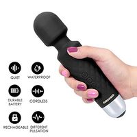 Personal Wand Massager, Powerful Mini Wand Massager 8 Speed 20 Magic Modes Whisper Quiet Cordless Handheld Waterproof Massage Portable Electric Travel Massager for Neck Shoulder (Black)