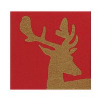 Caspari Alpine Stag Paper Linen Luncheon Napkins in Red, Four Packs of 15