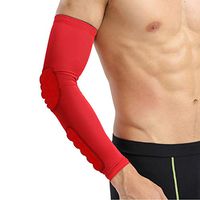 Padded Arm Sleeve, Compression Basketball Arm Sleeve Elbow Pad, for Football, Baseball Sports, Sold as Single (1 Sleeve) (Red, XL)