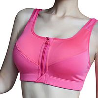 Theoylos Women's Zip Front Sports Bra Push Up Beauty Back Bra Ladies Seamless Bralette Extra-Elastic Fitness Yoga Bra Hot Pink