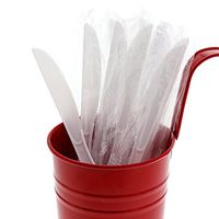 AmerCare Medium-Heavy Weight White Polystyrene Knives, Individually Wrapped, Case of 1000