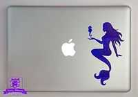Overly Attached Decals Mermaid with Seahorse Specialty Vinyl Decal Sized to Fit A 13" Laptop - Blue Metal Flake