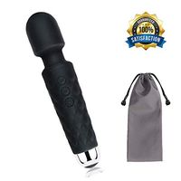 Powerful Wand Massager, Handheld Electric Cordless Body Massage Vibrative Rchargeable Waterproof - Sports Recovery & Muscle Aches (Black)