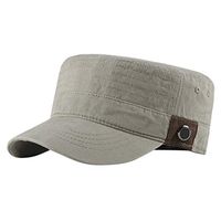 Meidexian888 Solid Brim Flat Top Cadet Caps Adjustable Corps Vintage Flat Top Hats (Beige)