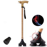 Folding Cane Walking Stick LED Flashlights Dependable Adjustable Height Lightweight Non Slip for Men Women,Brass